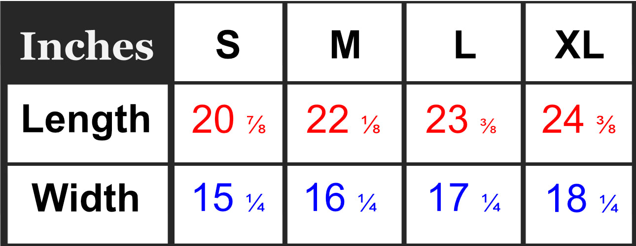 Kids Tees Size Chart