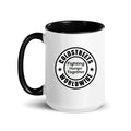 Cold Streets Worldwide Mug Design 0-WW-1 White 15 oz. Mug With A Black Handle And Interior, Featuring 'Cold Streets Worldwide' Text.