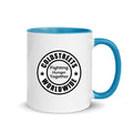 Cold Streets Worldwide Mug Design 0-WW-1 White 11 oz. Mug With A Blue Handle And Interior, Featuring 'Cold Streets Worldwide' Text.