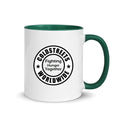 Cold Streets Worldwide Mug Design 0-WW-1 White 11 oz. Mug With A Dark Green Handle And Interior, Featuring 'Cold Streets Worldwide' Text.