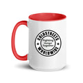 Cold Streets Worldwide Mug Design 0-WW-1 White 15 oz. Mug With A Red Handle And Interior, Featuring 'Cold Streets Worldwide' Text.