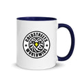 Cold Streets Worldwide Mug Design 0-WW-2 White 11 oz. Mug With A Dark Blue Handle And Interior, Featuring 'Cold Streets Worldwide' Text.