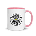 Cold Streets Worldwide Mug Design 0-WW-2 White 11 oz. Mug With A Pink Handle And Interior, Featuring 'Cold Streets Worldwide' Text.