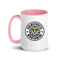 Cold Streets Worldwide Mug Design 0-WW-2 White 15 oz. Mug With A Pink Handle And Interior, Featuring 'Cold Streets Worldwide' Text.