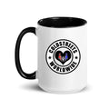 Cold Streets Worldwide Mug Design 0-WW-3 White 15 oz. Mug With A Black Handle And Interior, Featuring 'Cold Streets Worldwide' Text.