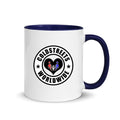 Cold Streets Worldwide Mug Design 0-WW-3 White 11 oz. Mug With A Dark Blue Handle And Interior, Featuring 'Cold Streets Worldwide' Text.