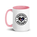 Cold Streets Worldwide Mug Design 0-WW-3 White 15 oz. Mug With A Pink Handle And Interior, Featuring 'Cold Streets Worldwide' Text.