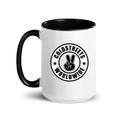 Cold Streets Worldwide Mug Design 0-WW-4 White 15 oz. Mug With A Black Handle And Interior, Featuring 'Cold Streets Worldwide' Text.