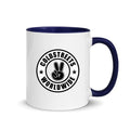 Cold Streets Worldwide Mug Design 0-WW-4 White 11 oz. Mug With A Dark Blue Handle And Interior, Featuring 'Cold Streets Worldwide' Text.