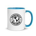 Cold Streets Worldwide Mug Design 0-WW-5 White 11 oz. Mug With A Blue Handle And Interior, Featuring 'Cold Streets Worldwide' Text.