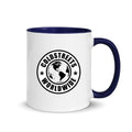Cold Streets Worldwide Mug Design 0-WW-5 White 11 oz. Mug With A Dark Blue Handle And Interior, Featuring 'Cold Streets Worldwide' Text.
