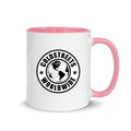 Cold Streets Worldwide Mug Design 0-WW-5 White 11 oz. Mug With A Pink Handle And Interior, Featuring 'Cold Streets Worldwide' Text.