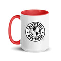 Cold Streets Worldwide Mug Design 0-WW-5 White 15 oz. Mug With A Red Handle And Interior, Featuring 'Cold Streets Worldwide' Text.