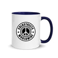 Cold Streets Worldwide Mug Design 0-WW-6 White 11 oz. Mug With A Dark Blue Handle And Interior, Featuring 'Cold Streets Worldwide' Text.