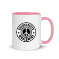Cold Streets Worldwide Mug Design 0-WW-6 White 11 oz. Mug With A Pink Handle And Interior, Featuring 'Cold Streets Worldwide' Text.