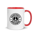 Cold Streets Worldwide Mug Design 0-WW-6 White 11 oz. Mug With A Red Handle And Interior, Featuring 'Cold Streets Worldwide' Text.