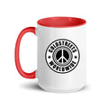 Cold Streets Worldwide Mug Design 0-WW-6 White 15 oz. Mug With A Red Handle And Interior, Featuring 'Cold Streets Worldwide' Text.
