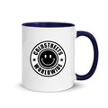 Cold Streets Worldwide Mug Design 0-WW-7 White 11 oz. Mug With A Dark Blue Handle And Interior, Featuring 'Cold Streets Worldwide' Text.