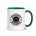 Cold Streets Worldwide Mug Design 0-WW-7 White 11 oz. Mug With A Dark Green Handle And Interior, Featuring 'Cold Streets Worldwide' Text.