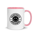 Cold Streets Worldwide Mug Design 0-WW-7 White 11 oz. Mug With A Pink Handle And Interior, Featuring 'Cold Streets Worldwide' Text.