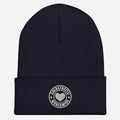 Navy blue knit beanie with heart logo patch from CS Clothing Co HW1-b 0-WW-3