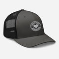 Gray and black trucker-style cap with circular logo patch from CS Clothing Co