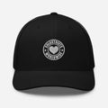 Black trucker hat with heart logo, perfect for CS Clothing Co. style in pink red rustic