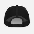 Black mesh-backed baseball cap with snap closure from CS Clothing Co. featuring black charcoal