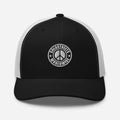 Black charcoal trucker-style cap with peace sign logo patch from CS Clothing Co. HW1-t