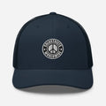 Navy blue trucker hat with peace sign patch from CS Clothing Co. HW1-t 0-WW-6