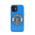 Blue iPhone case with Goldstreets Worldwide logo featuring Statue of Liberty, fits Pro Max iPhone