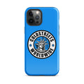 Blue iPhone case with Coldstreets Worldwide logo and Statue of Liberty icon for Pro Max iPhone