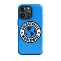 Blue iPhone case with Coldstreets Worldwide logo, perfect for Pro Max and Mini iPhone