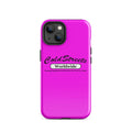 Hot pink iPhone case with Cold Streets Worldwide logo for Mini iPhone and Pro Max iPhone