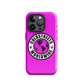 Hot pink iPhone case with Coldstreets Worldwide logo, perfect for Pro Max iPhone users