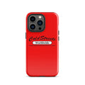 Red iPhone case with Cold Streets Worldwide logo for Pro Max and Mini iPhone models