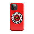 Red iPhone case with Coldstreets Worldwide logo and phoenix design for Pro Max and mini iPhone