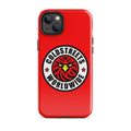 Red iPhone case with Coldstreek Worldwide logo, fits Pro Max and Mini iPhone models