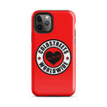 Red iPhone case with Coldstreets Worldwide logo for Pro Max and Mini iPhone models