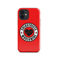 Red iPhone case with Coldstreets Worldwide logo for Pro Max and Mini iPhone models