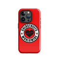 Red iPhone case with Coldstreets Worldwide logo and heart design for Pro Max iPhone