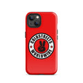 Red iPhone case with Coldstreets Worldwide logo and peace sign bunny design for Pro Max and Mini iPhones