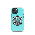 Turquoise iPhone case with Coldstreet Worldwide logo and Statue of Liberty design