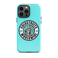 Turquoise iPhone case with Statue of Liberty logo for Pro Max and Mini iPhones