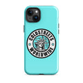 Turquoise iPhone case with Statue of Liberty logo from CS Clothing Co for pro max iPhone