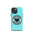 Turquoise iPhone case with Coldstreet Worldwide logo, fits Pro Max iPhone, great exchange policy