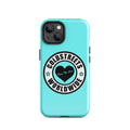 Turquoise iPhone case with Coldstreets Worldwide logo, perfect for pro max iPhone