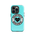 Turquoise iPhone case with Coldstreets Worldwide logo, ideal for Pro Max iPhone