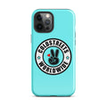 Turquoise iPhone case with Coldstreet Worldwide logo and peace sign for Pro Max iPhone