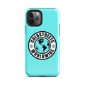 Turquoise iPhone case with Coldstreets Worldwide logo for Mini iPhone or Pro Max iPhone